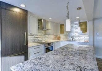 quartzite countertops in a modern kitchen