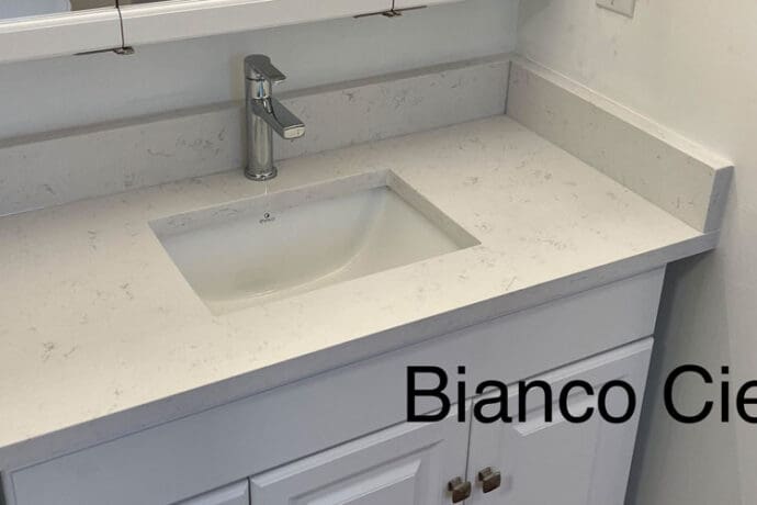 bianco cielo quartz bathroom countertop