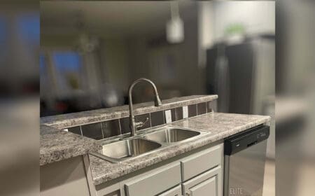 Newly installed kitchen cabinets